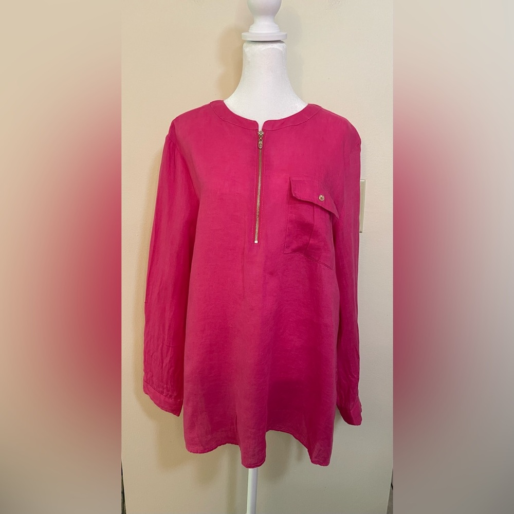 JNY Jones New York Women’s 100 % Linen Blouse Top  Tunic Size XL.